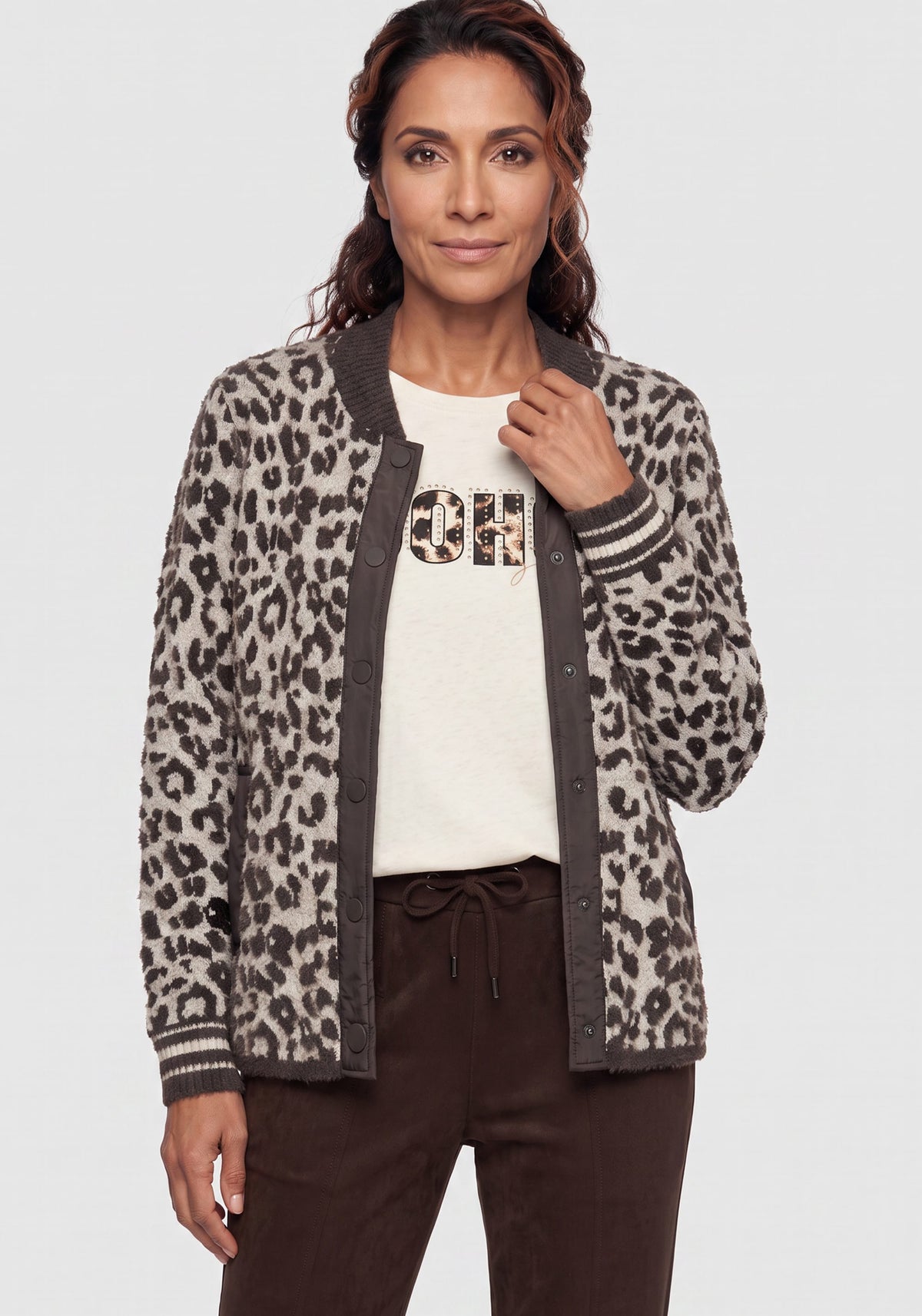 Cardigan léopard en fil « Feather »