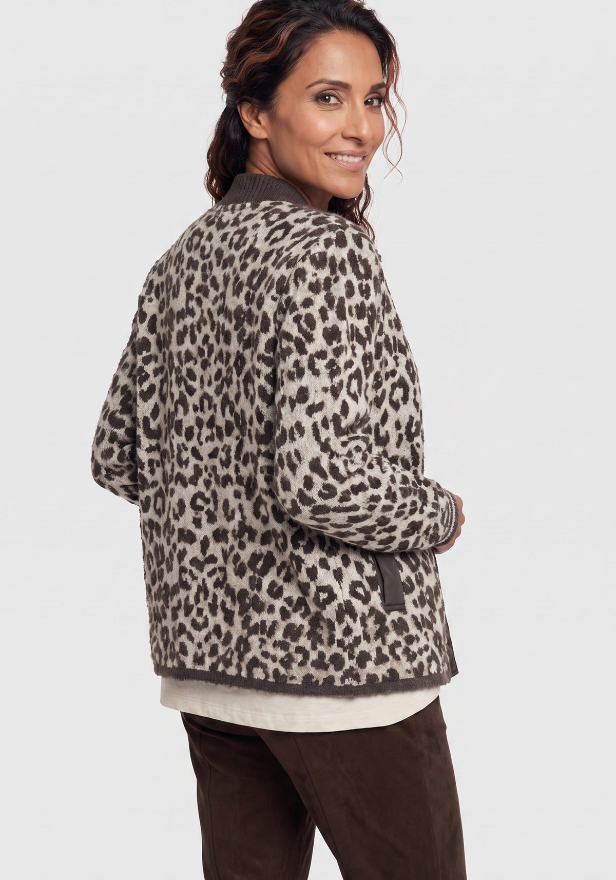 Cardigan léopard en fil « Feather »