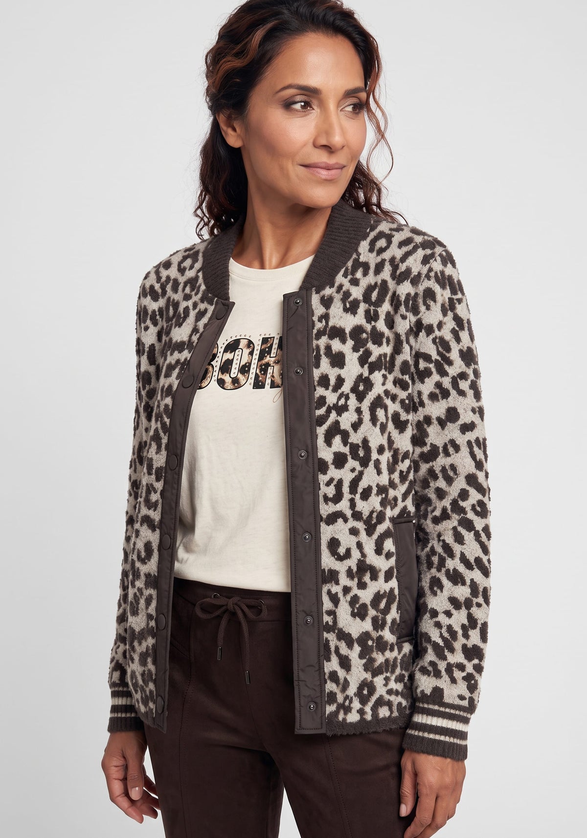 Cardigan léopard en fil « Feather »