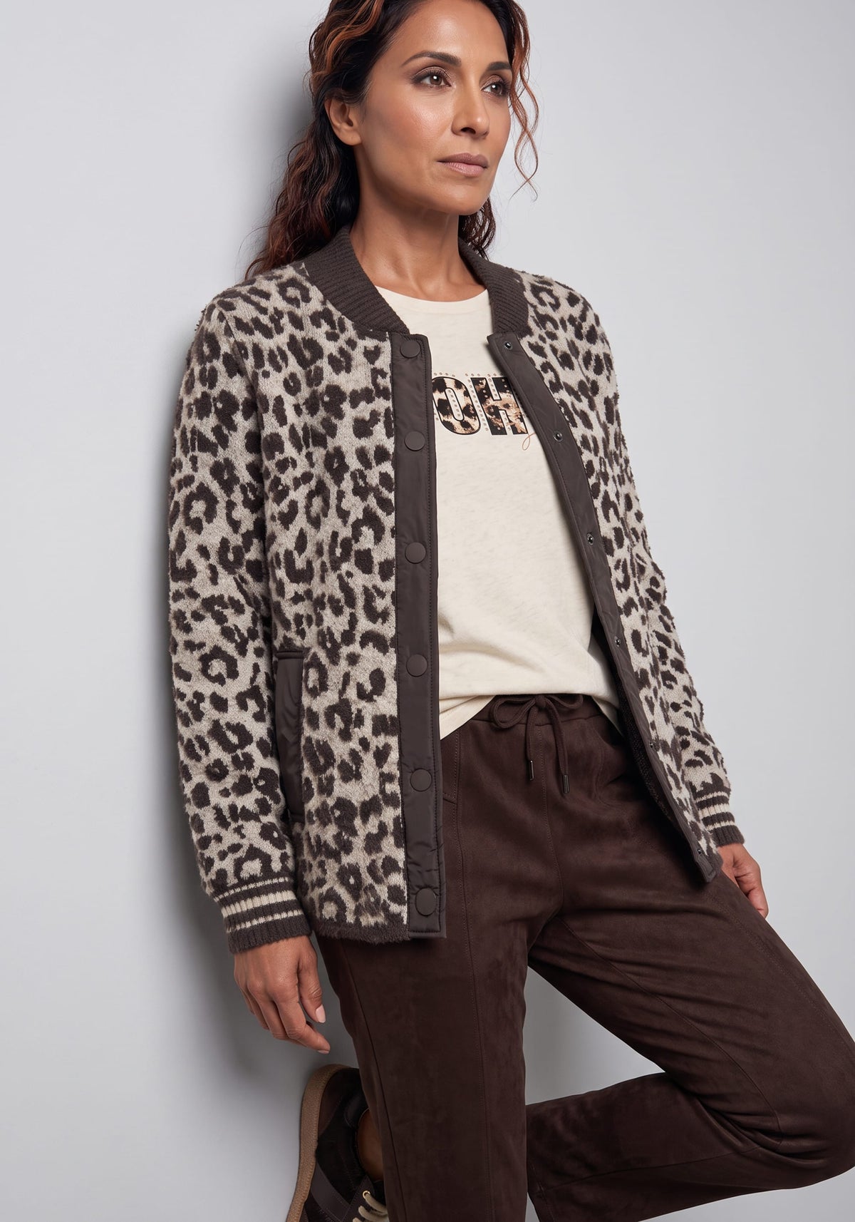 Cardigan léopard en fil « Feather »