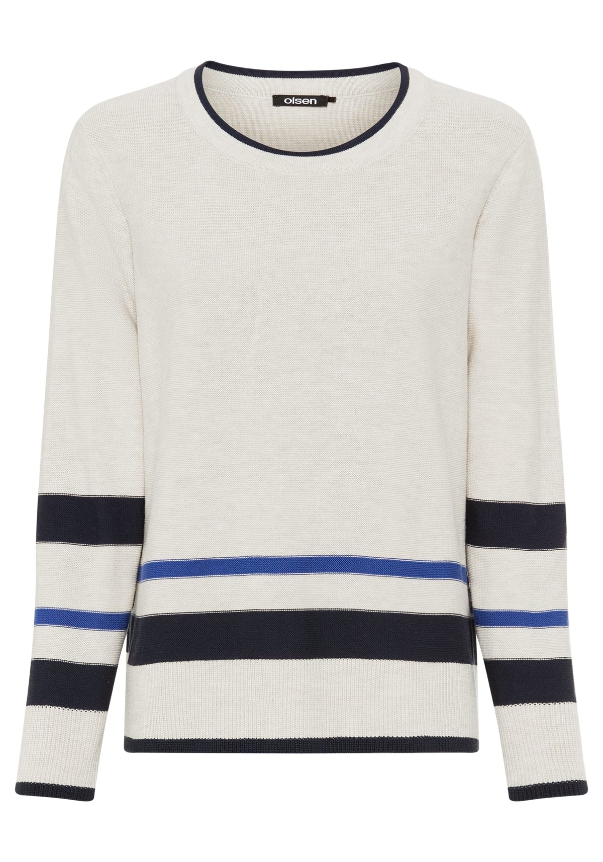 Border Stripe Sweater with Side Button Detail