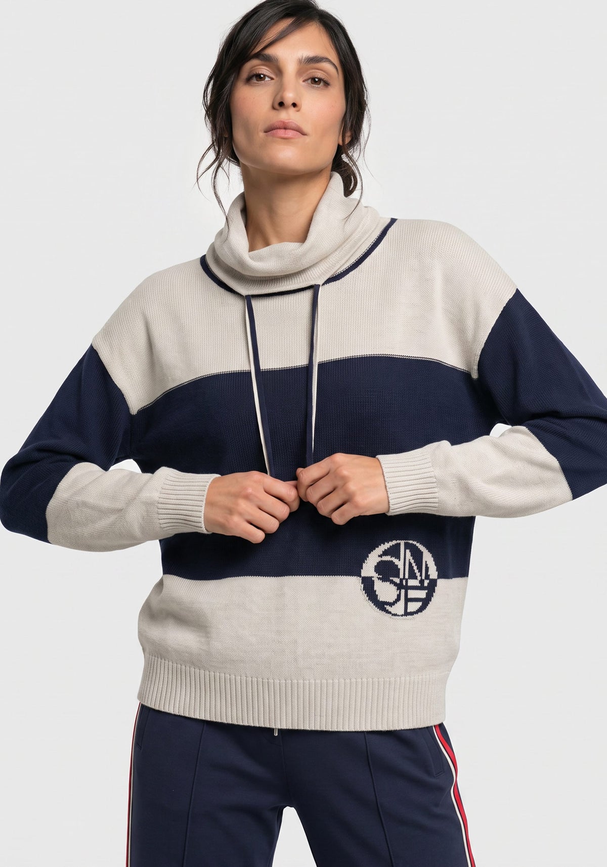 Stripe Cowl Neck  Sweater