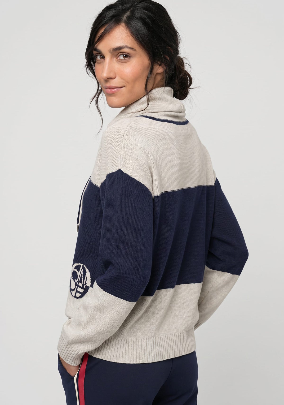Stripe Cowl Neck  Sweater