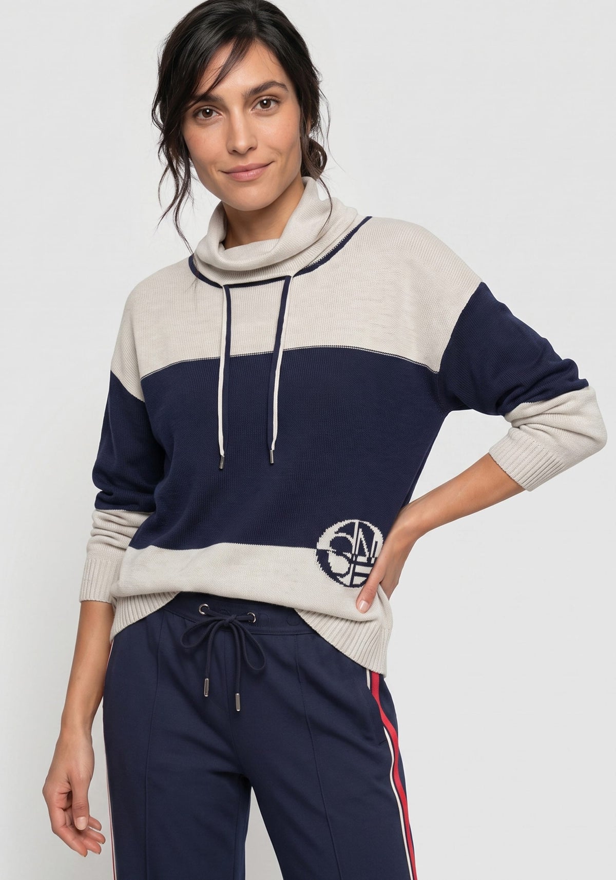 Stripe Cowl Neck  Sweater