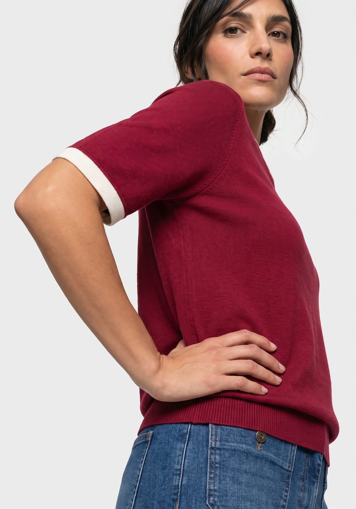 Fine Gauge Short Sleeve Sweater