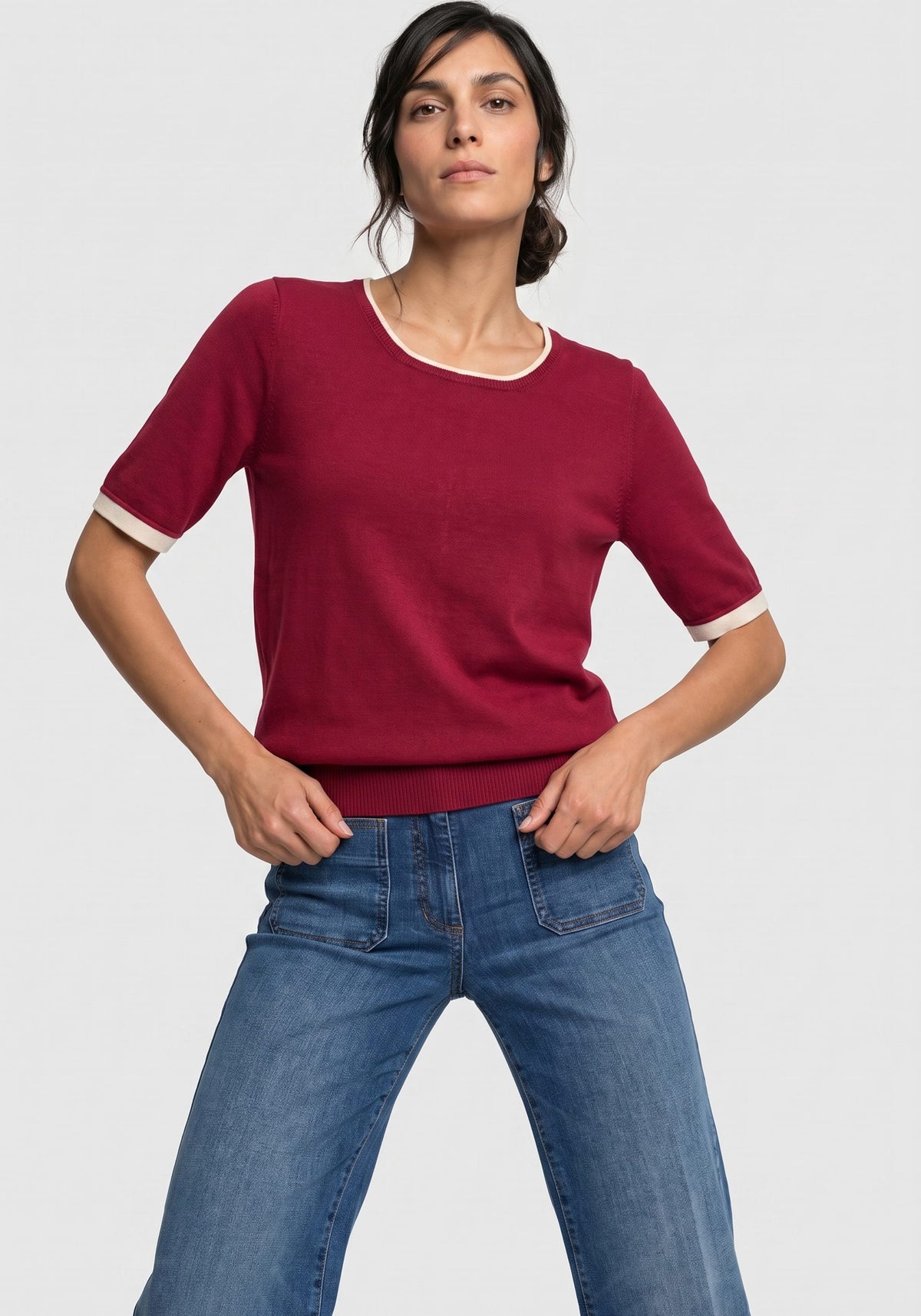 Fine Gauge Short Sleeve Sweater