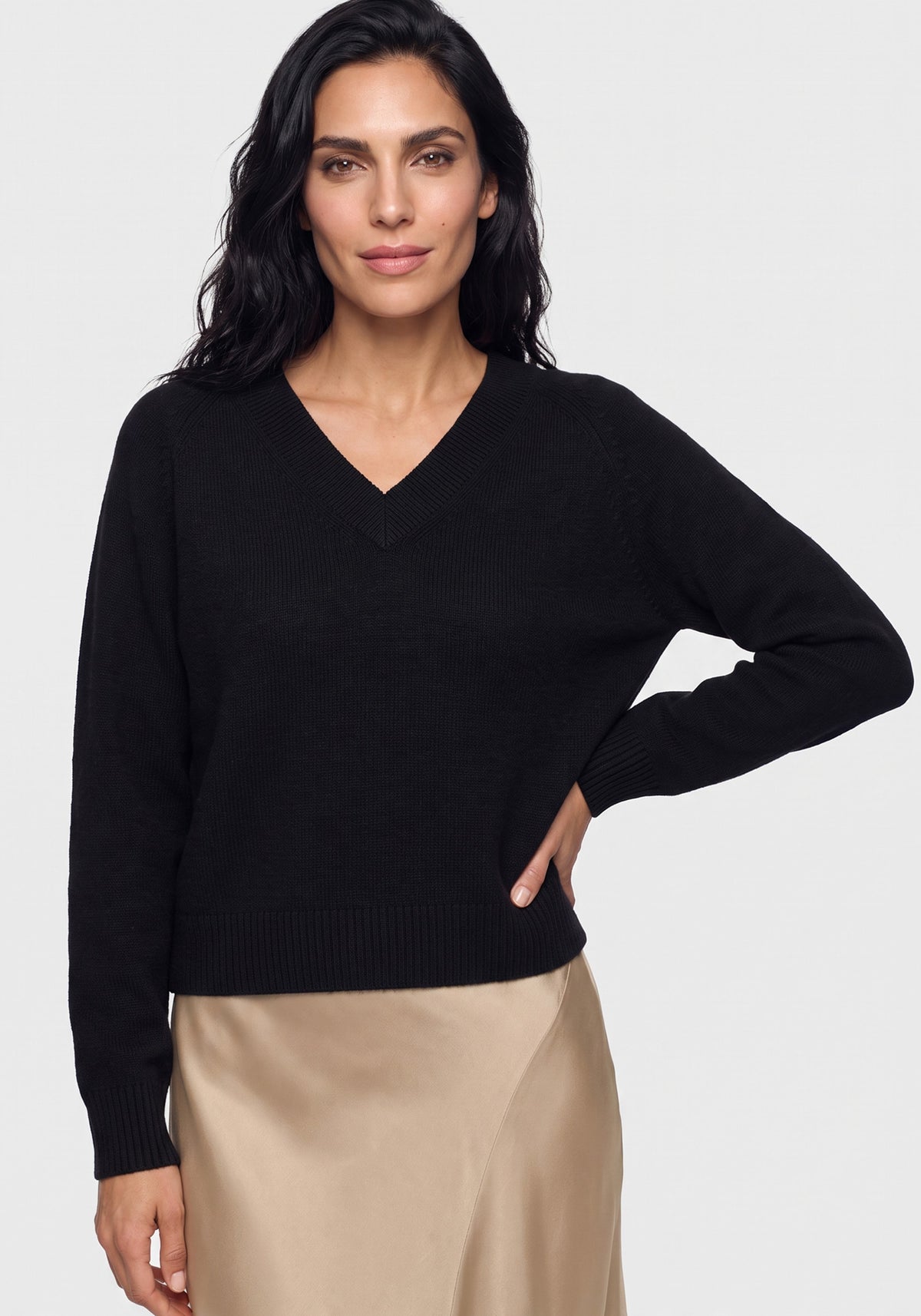 Solid V-Neck Sweater