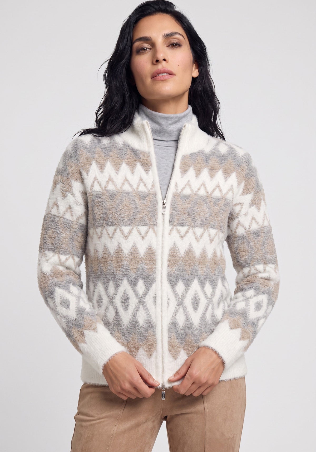 Plush Nordic Zip Cardigan