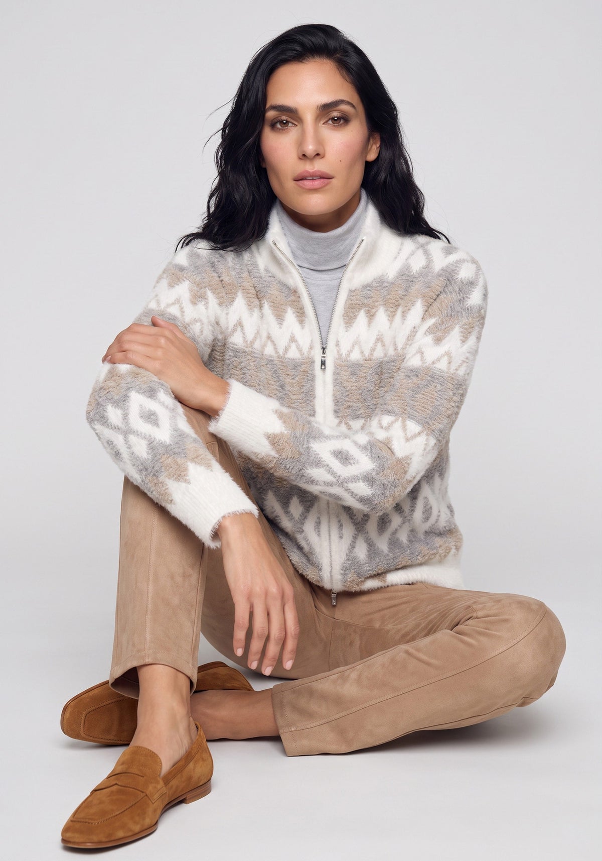 Plush Nordic Zip Cardigan