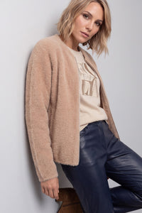 Feather Yarn Zip Cardigan