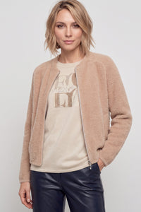 Feather Yarn Zip Cardigan