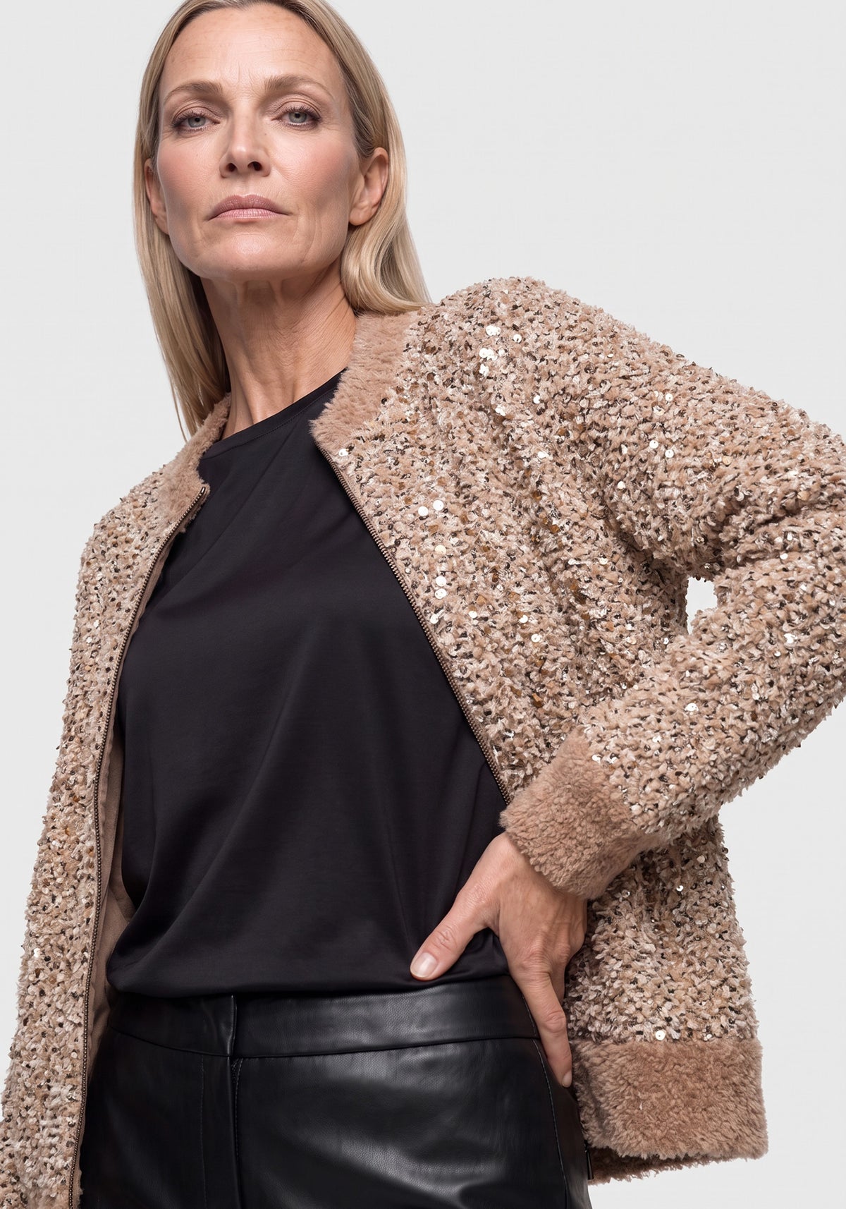 Sequin & Feather Knit Cardigan