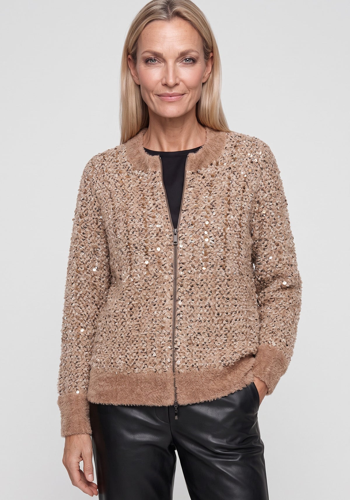 Sequin & Feather Knit Cardigan