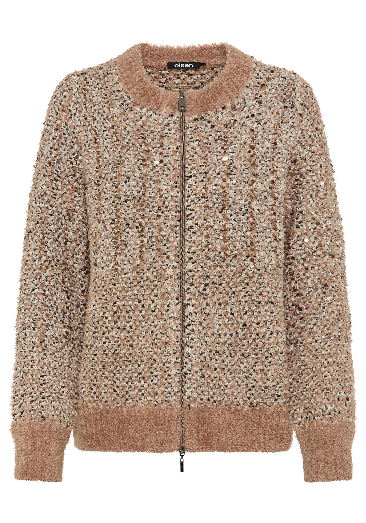 Sequin & Feather Knit Cardigan
