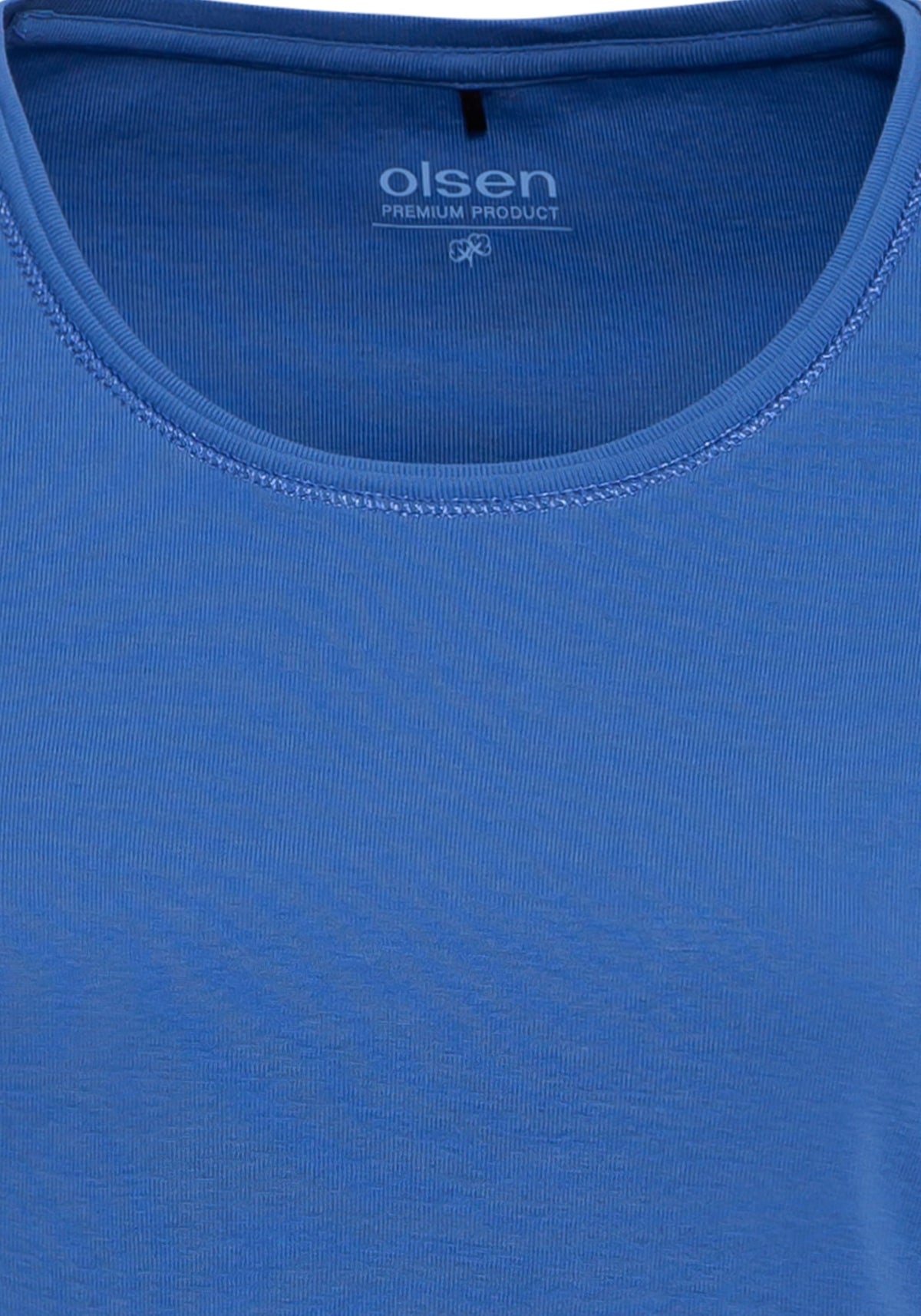 100% Cotton Long Sleeve Jewel Neck Basic T-Shirt