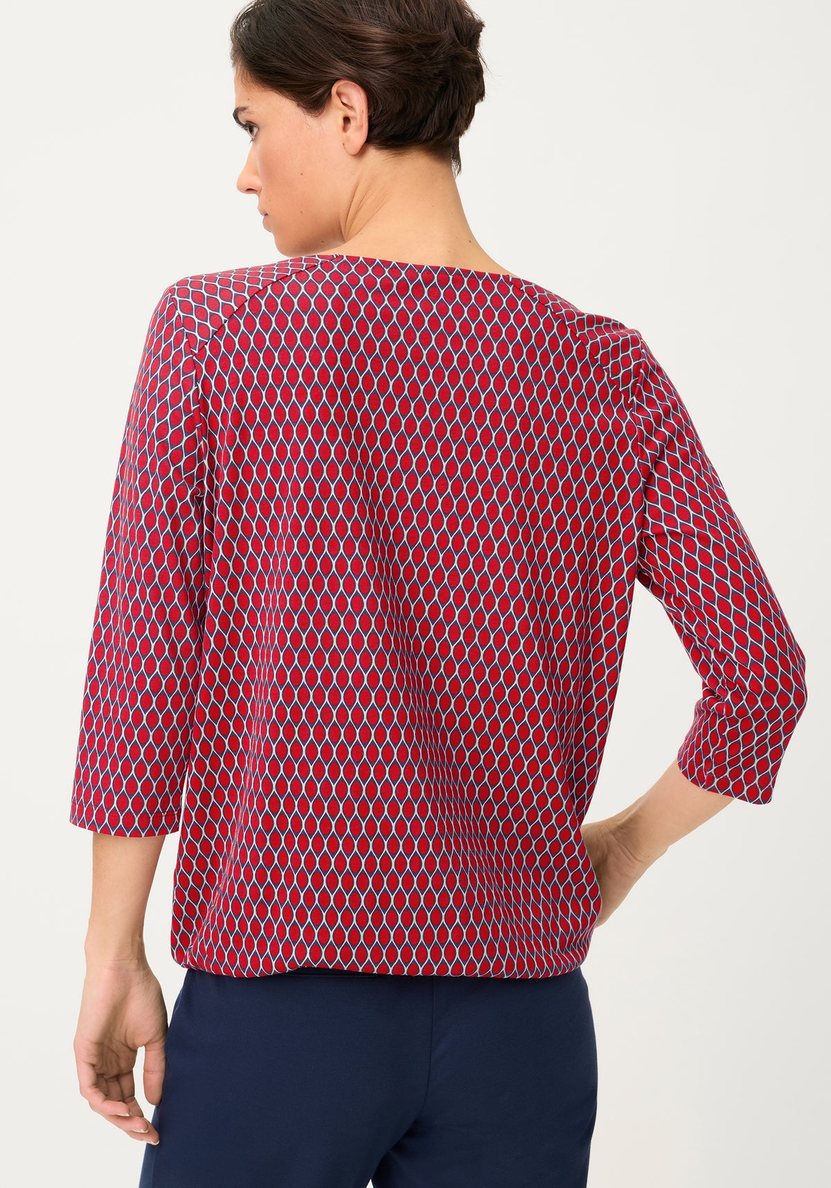 Geo Print Split Neck T-Shirt