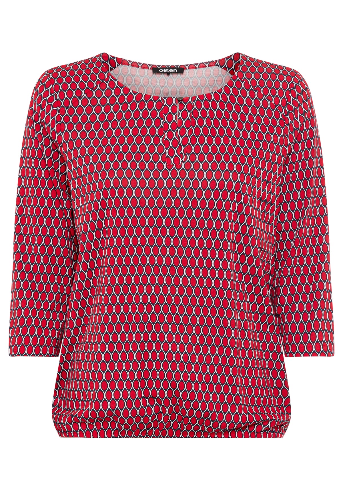 Geo Print Split Neck T-Shirt