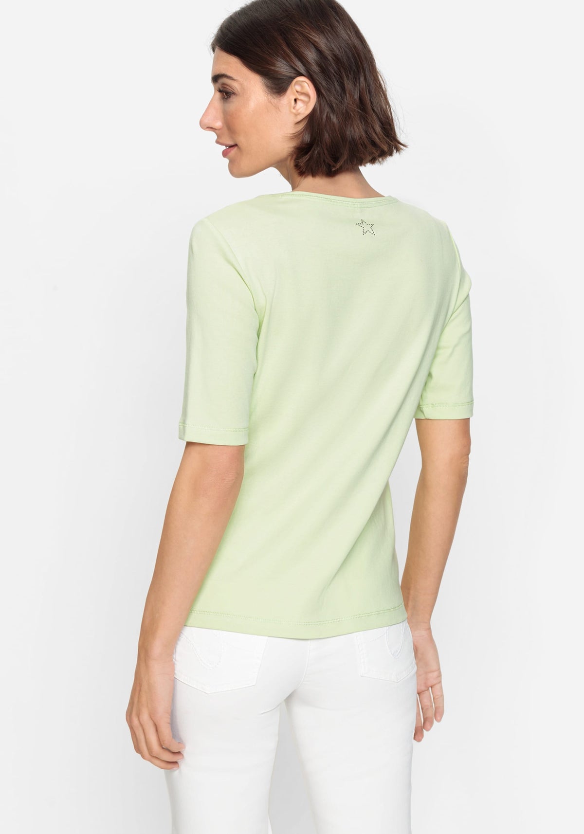 100% coton T-Shirt à manches courtes à col rond solide