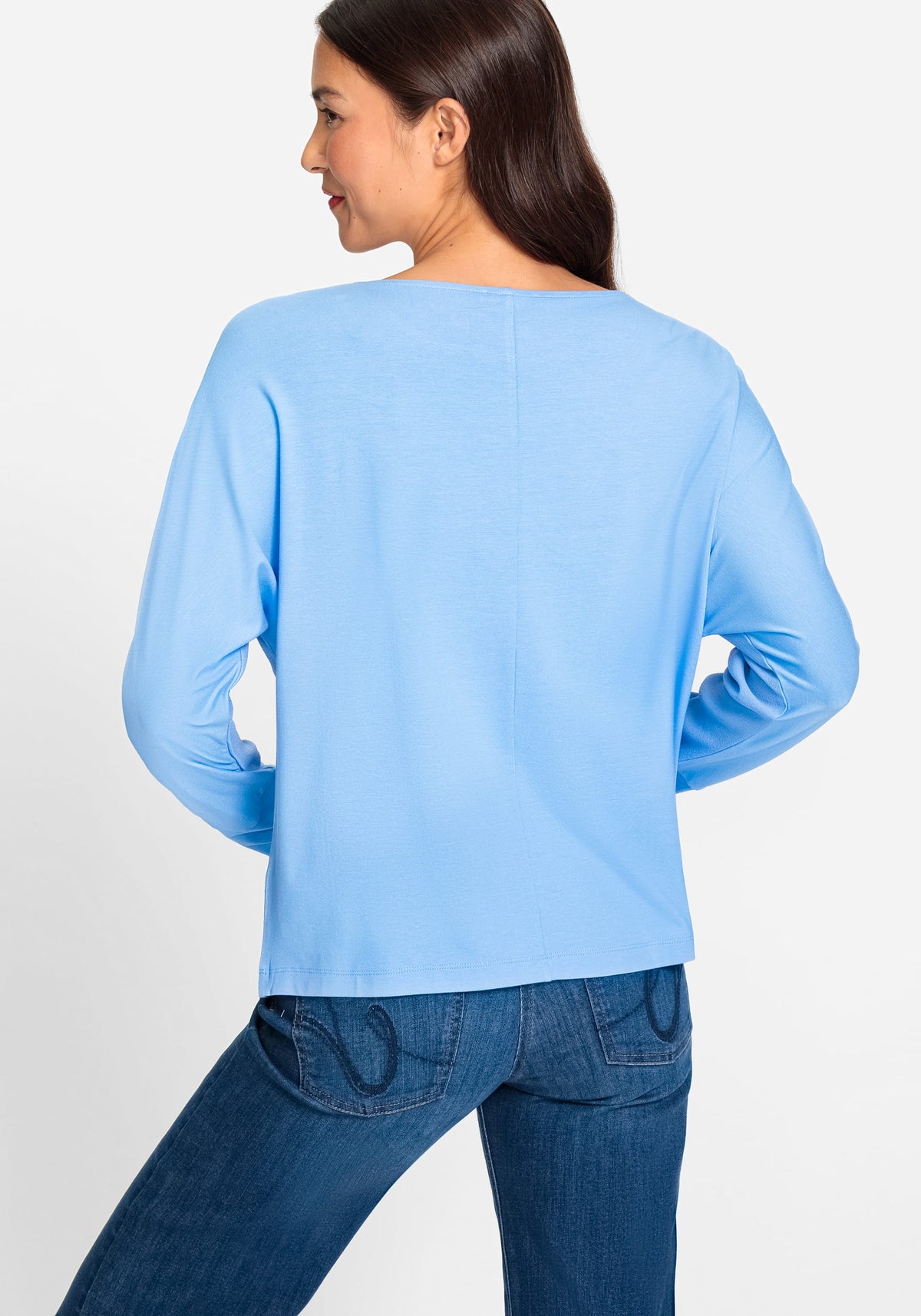 T-Shirt Dolman à manches longues en matériaux mixtes