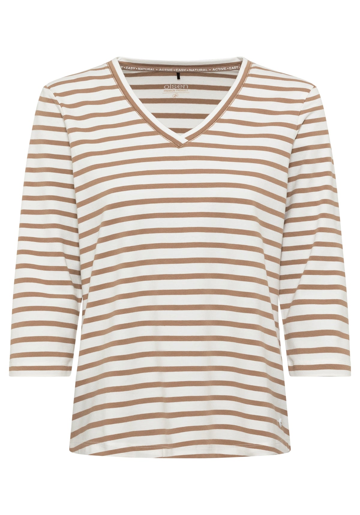 Cotton Blend 3/4 Sleeve Striped Tee