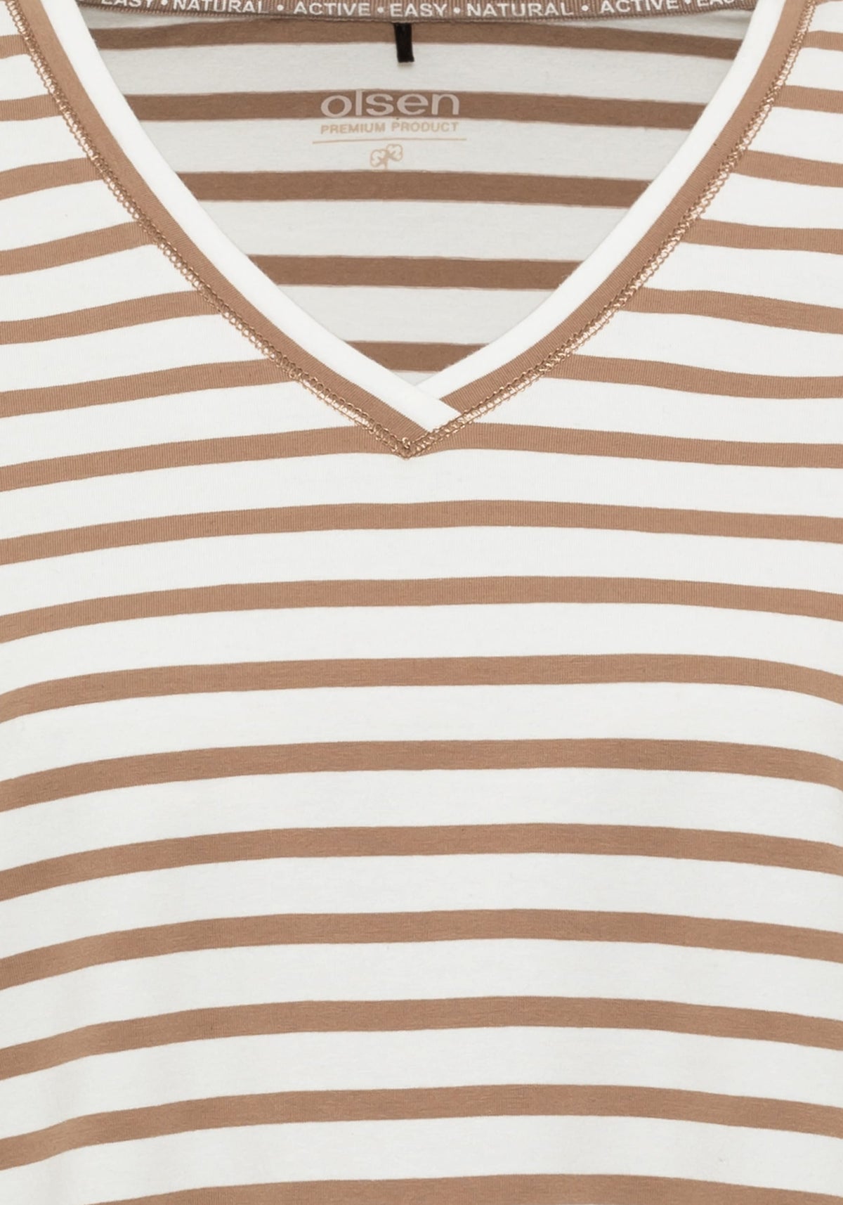 Cotton Blend 3/4 Sleeve Striped Tee