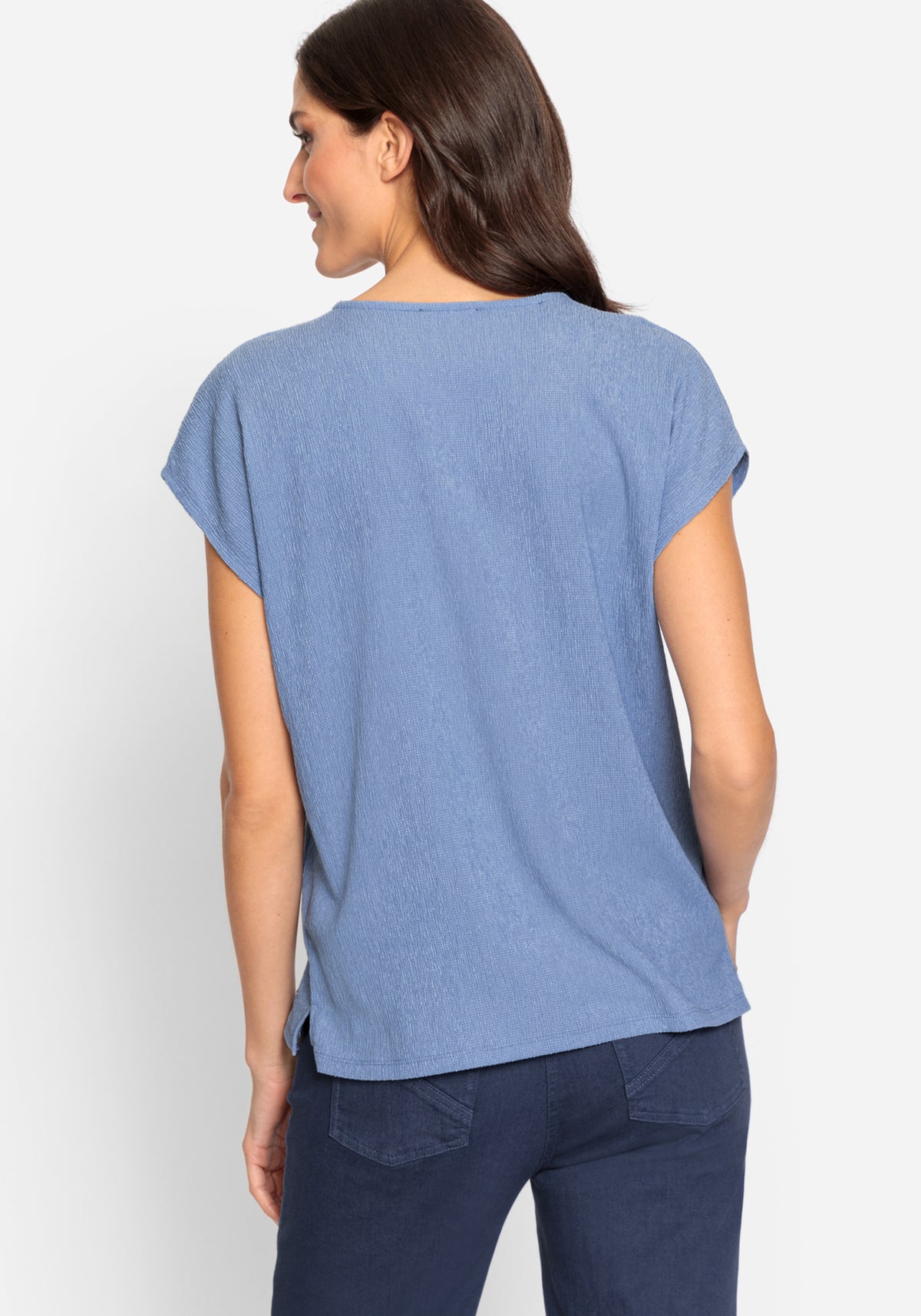 Solid V-Neck Cap Sleeve T-Shirt