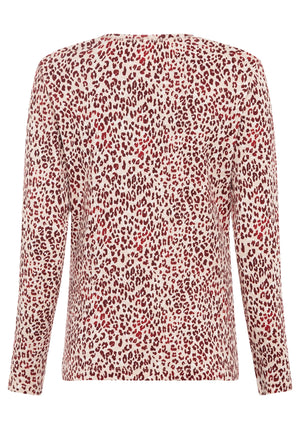 100% Cotton Long Sleeve Leopard Print T-Shirt - Olsen Fashion