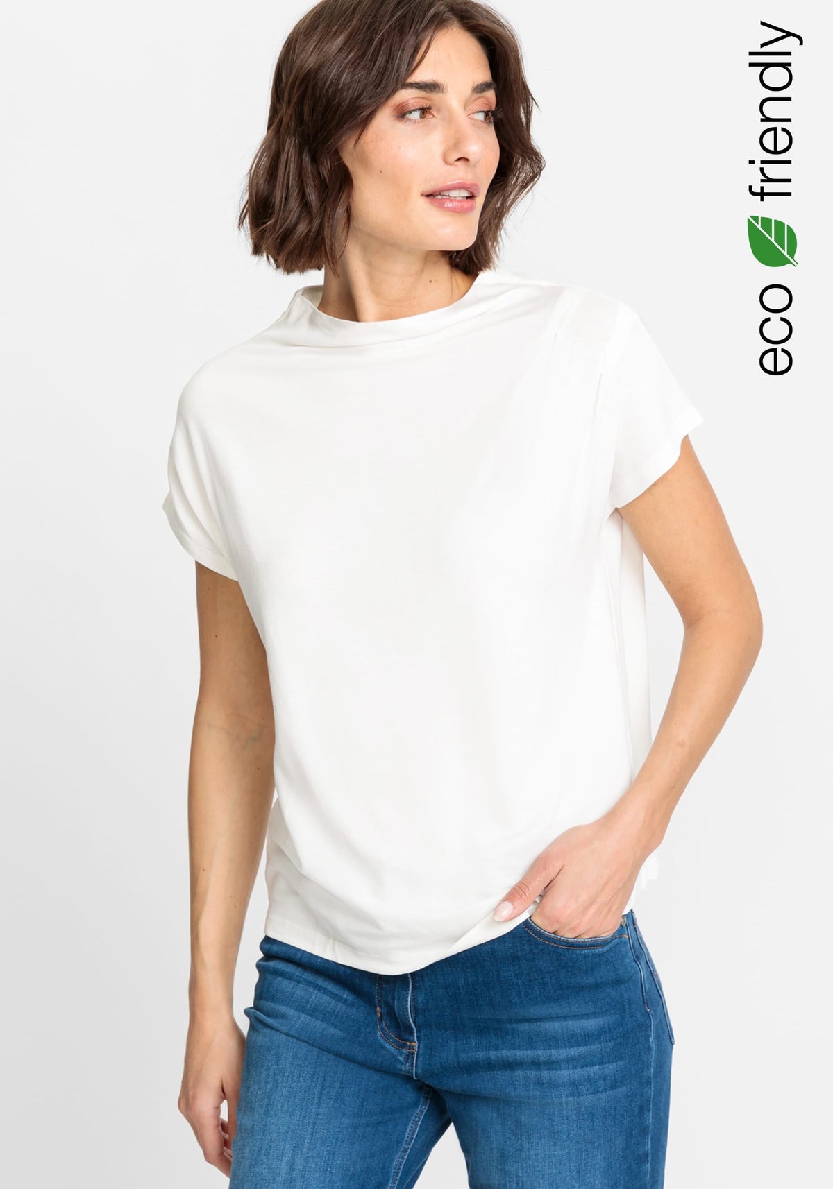 Cap Sleeve Cowl Neck T-Shirt containing LENZING™ ECOVERO™ Viscose