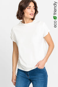 Cap Sleeve Cowl Neck T-Shirt containing LENZING™ ECOVERO™ Viscose
