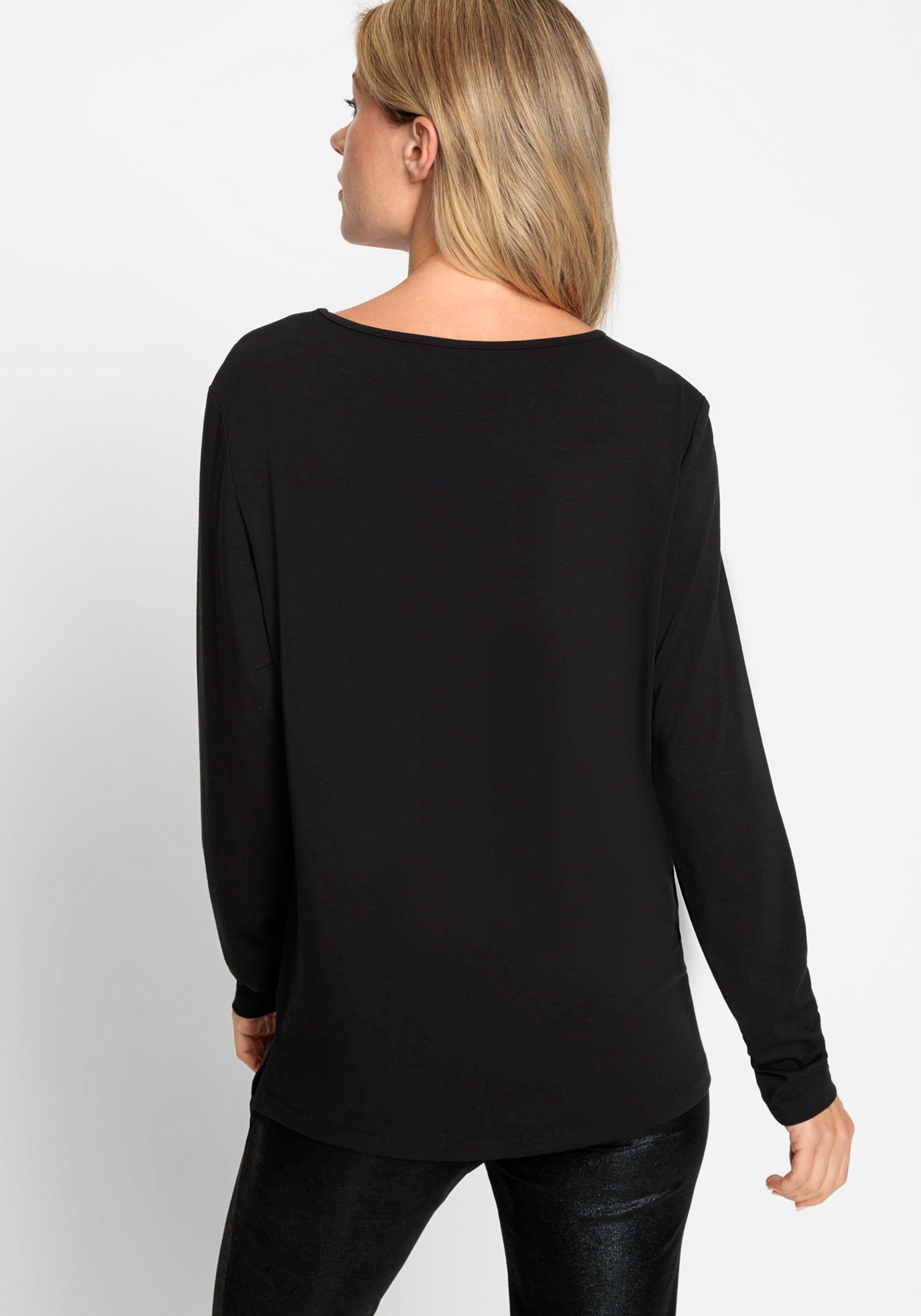 Long Sleeve Keyhole Neckline Embellished T-Shirt containing LENZING™ E -  Olsen Fashion Canada