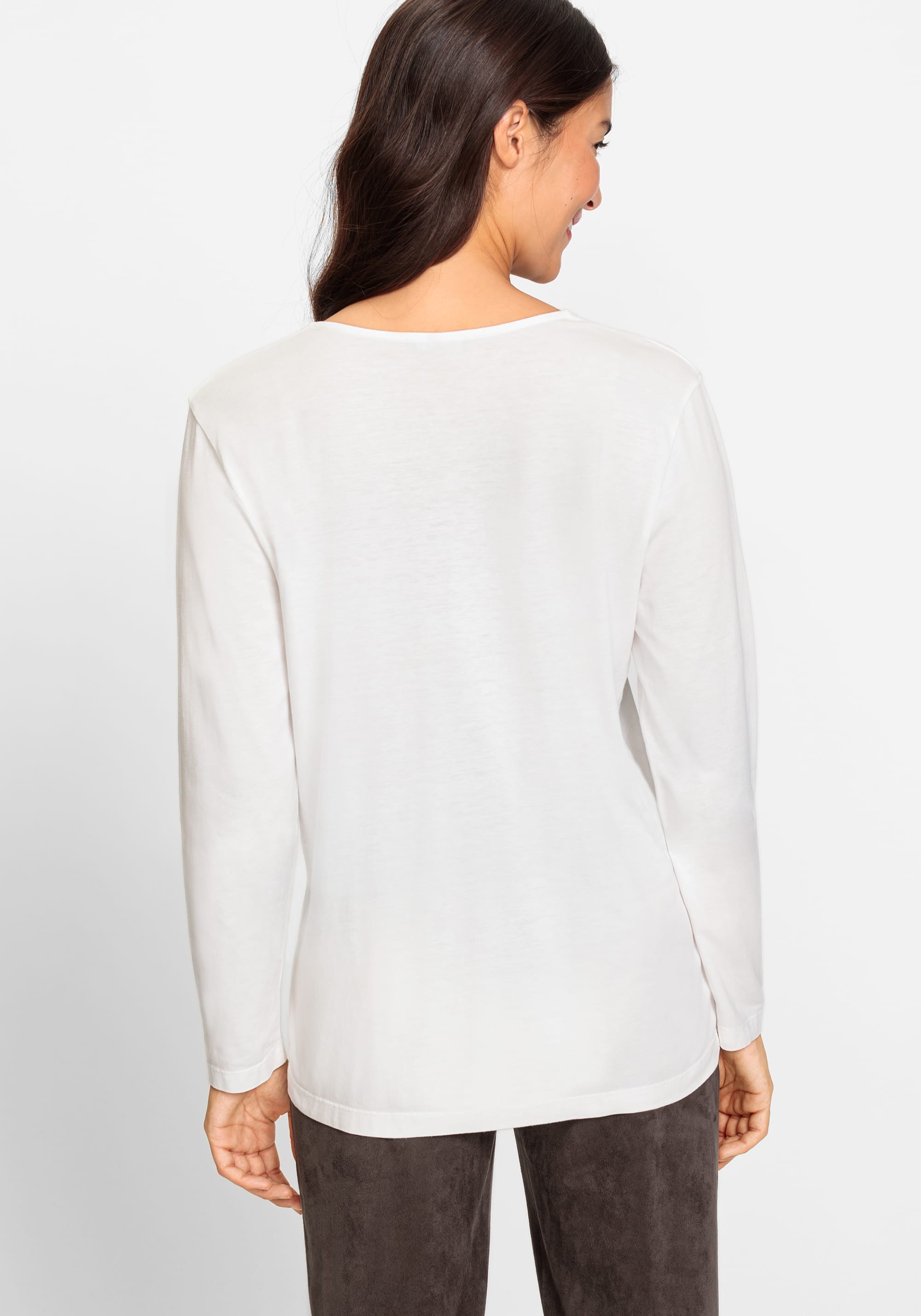 Long Sleeve Solid V-Neck T-Shirt containing TENCEL™ Modal - Olsen Fashion  Canada