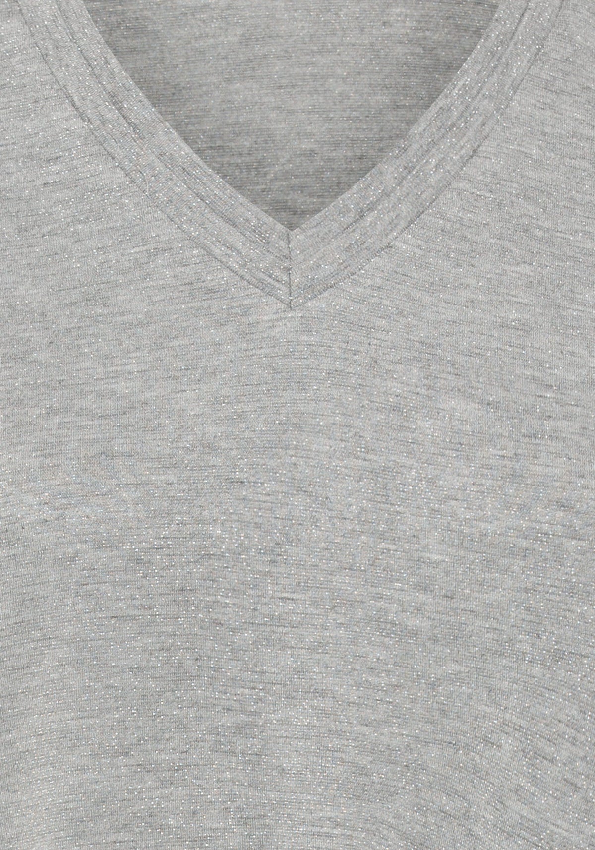 3/4 Sleeve Silver Shimmer V-Neck T-Shirt