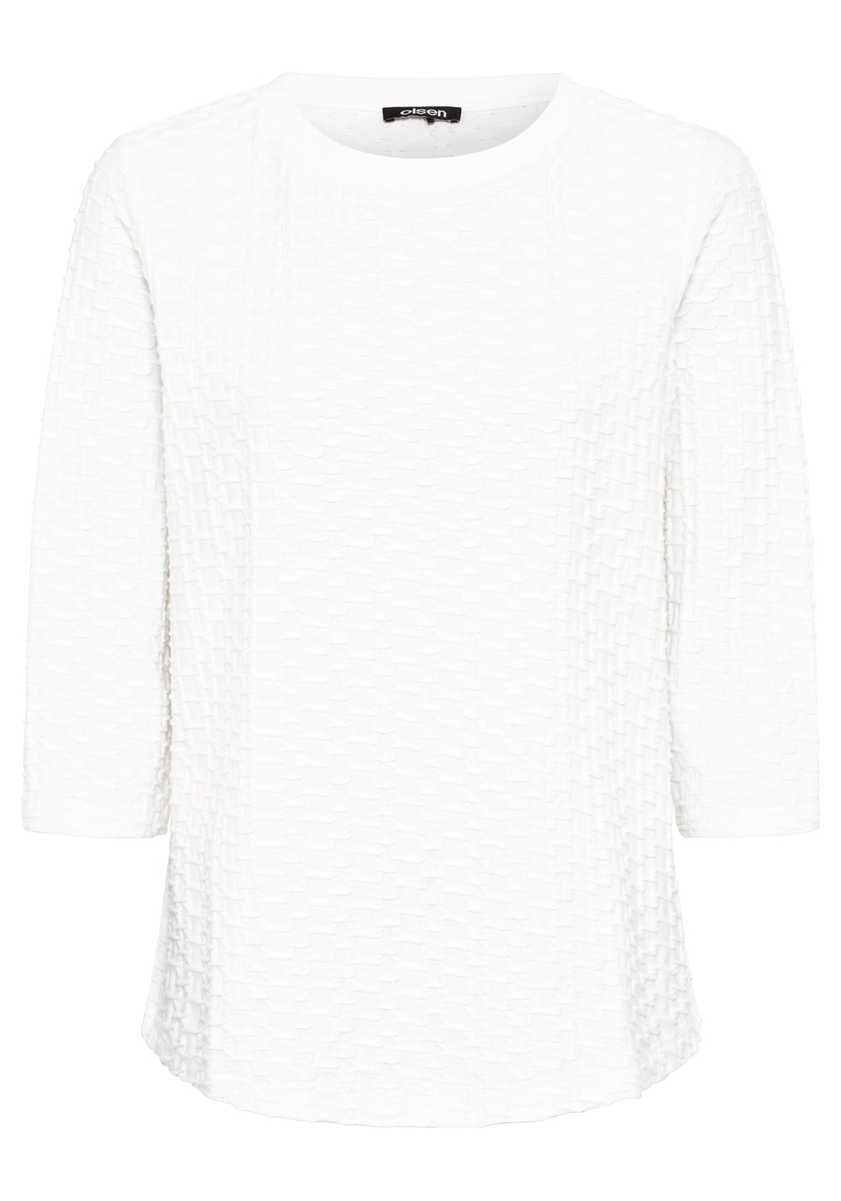 3/4 Sleeve Cotton Blend Textured T-Shirt
