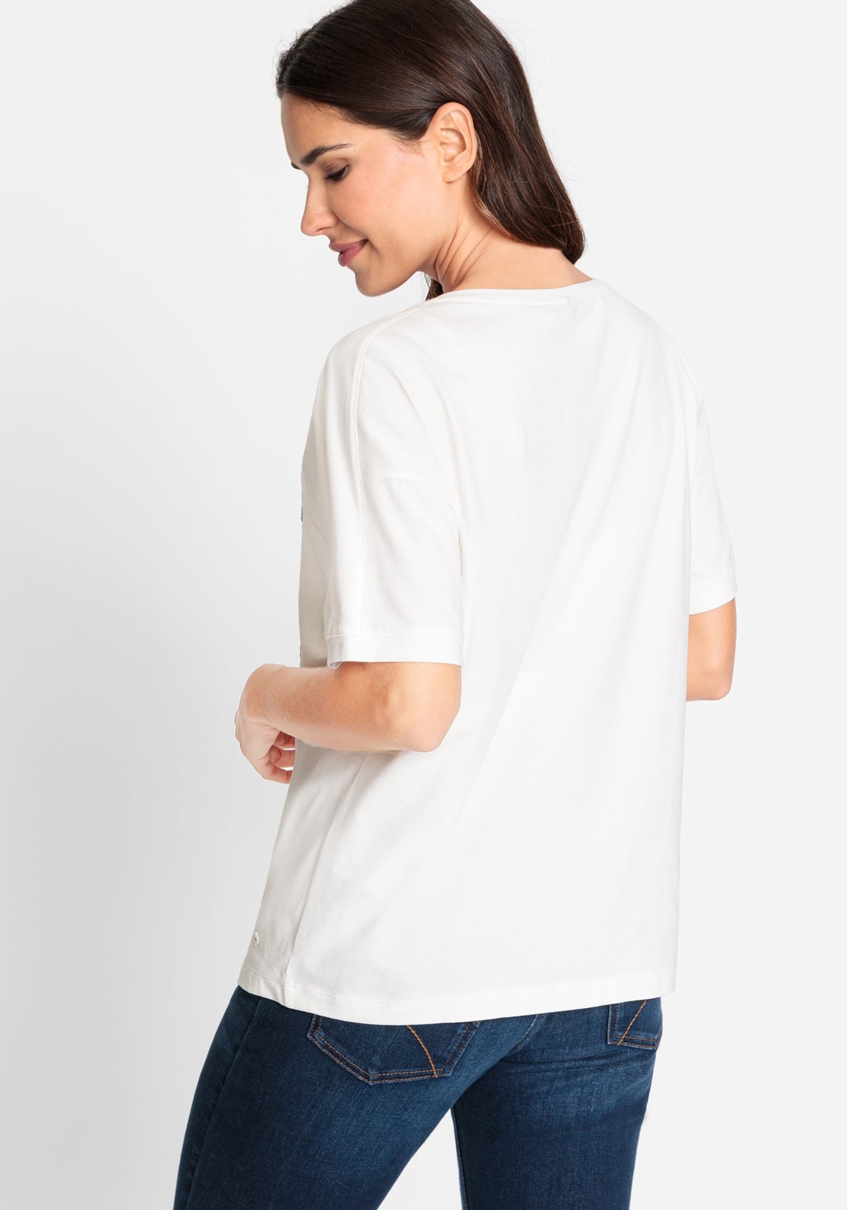 Tee-shirt à placement de paillettes à manches courtes en coton mélangé