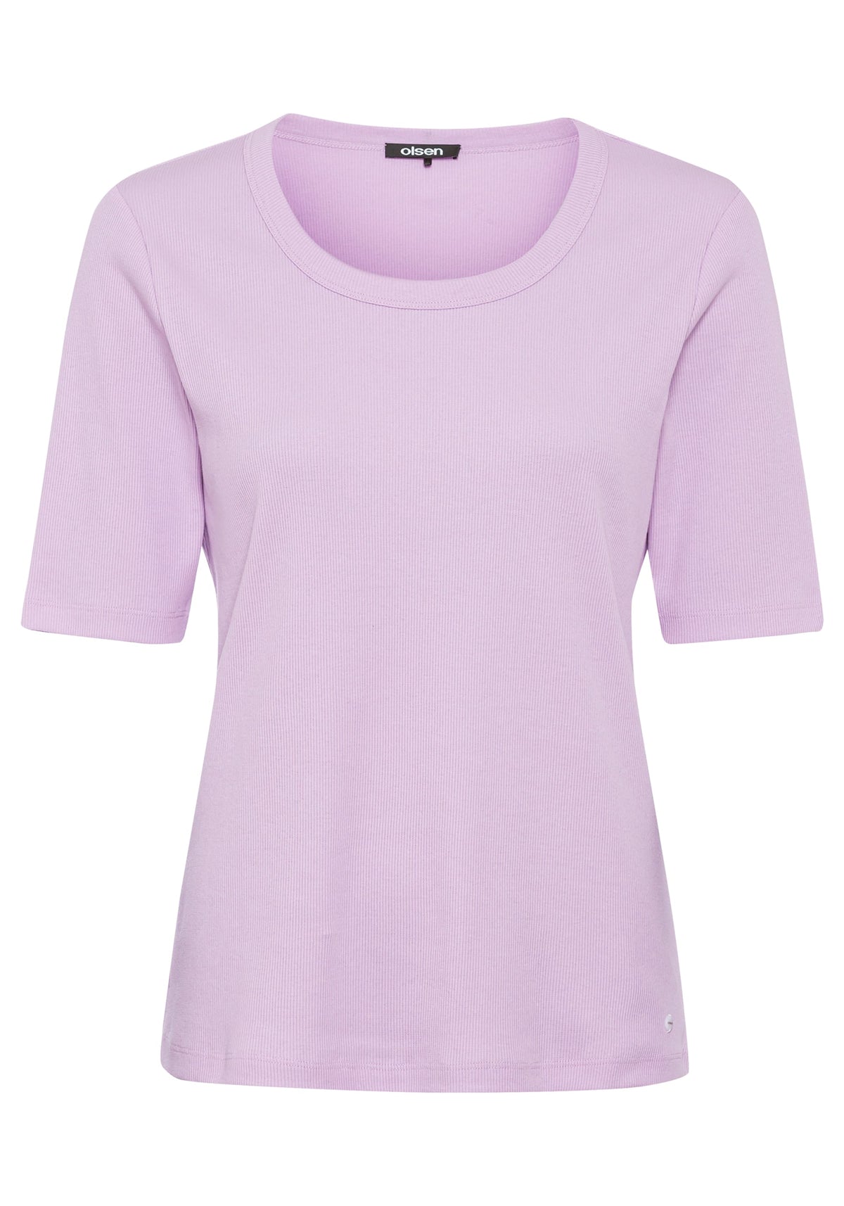 Cotton Blend Ribbed Scoop Neck T-Shirt