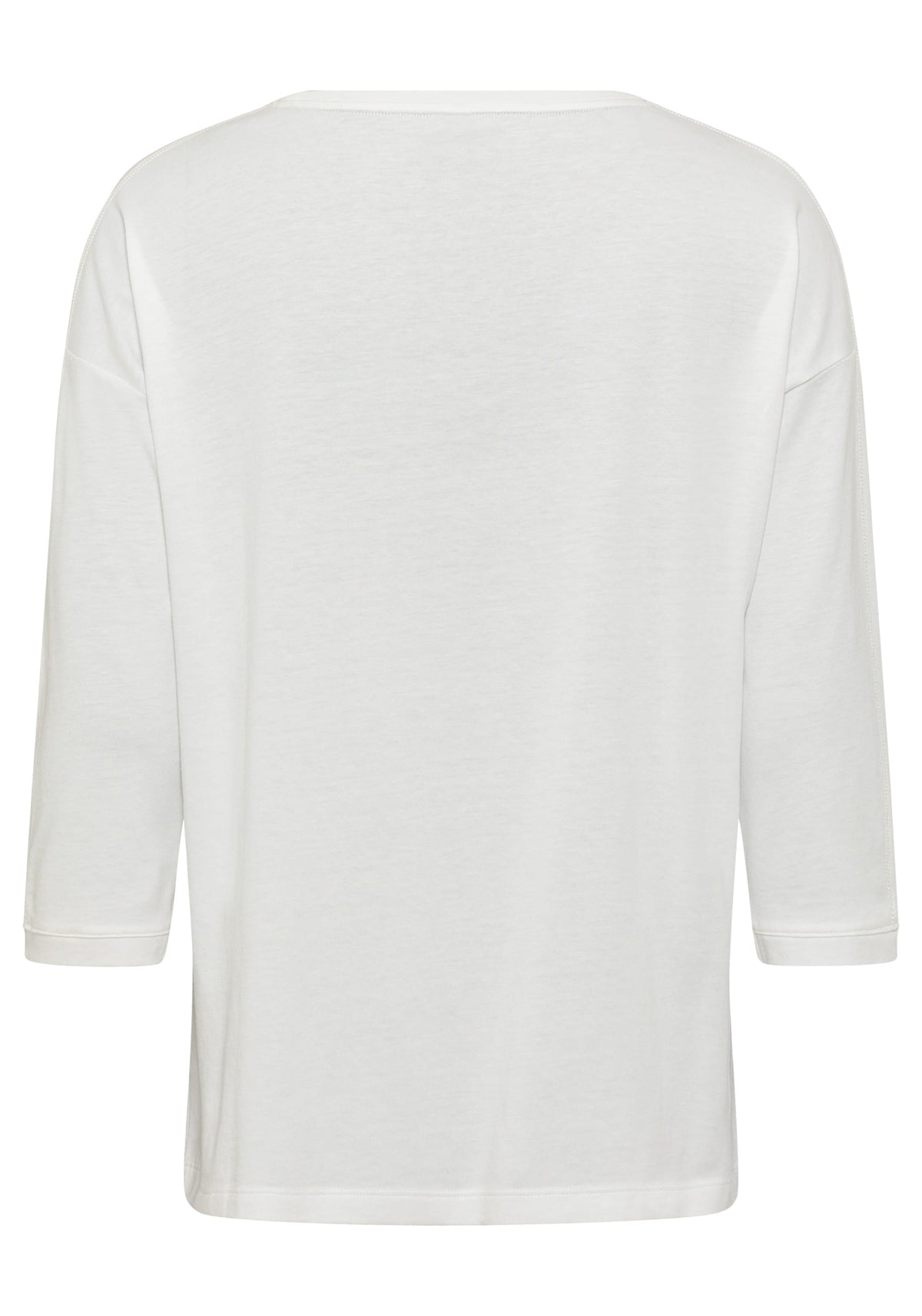 T-Shirt à col bateau embelli en coton mélangé à manches 3/4 contenant du TENCEL™ Modal