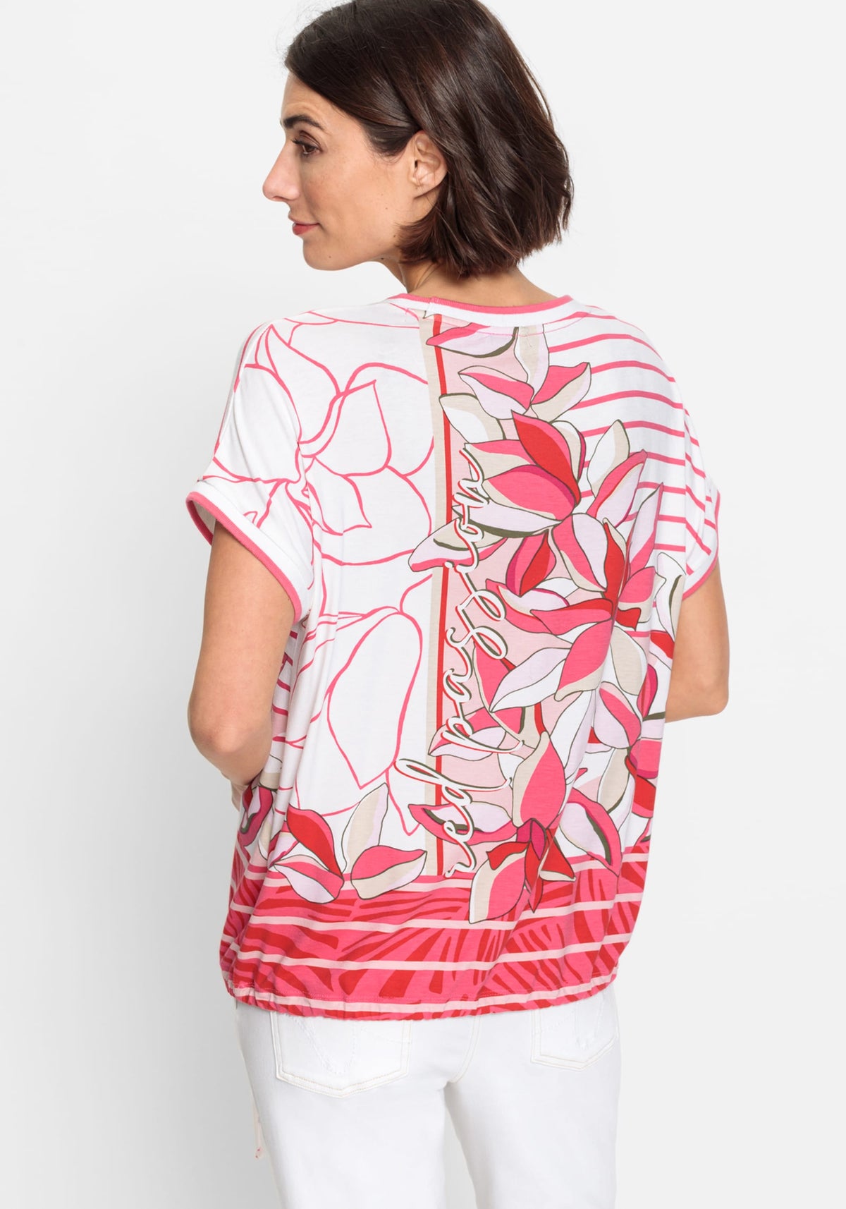 T-shirt à manches courtes à imprimé mixte embelli contenant LENZING™ ECOVERO™ Viscose