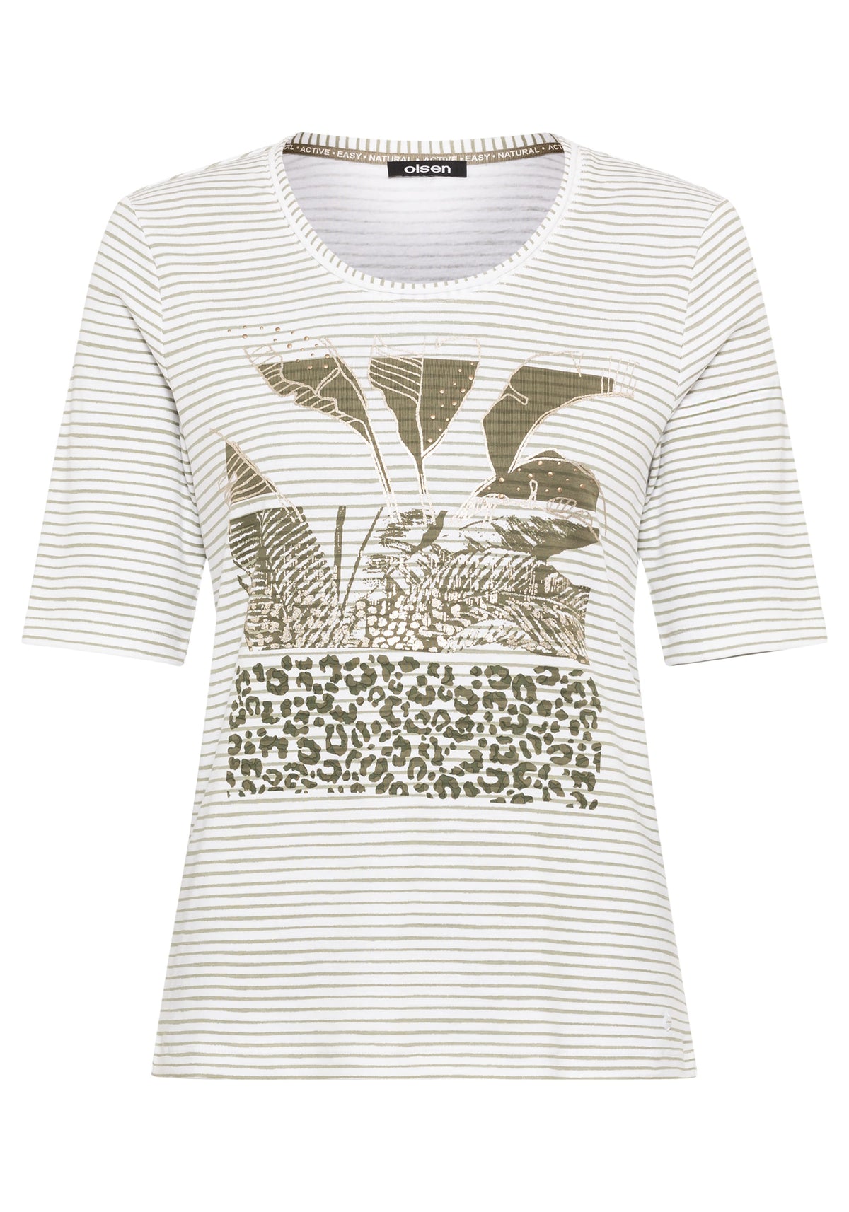 100% Cotton Stripe and Placement Print T-Shirt
