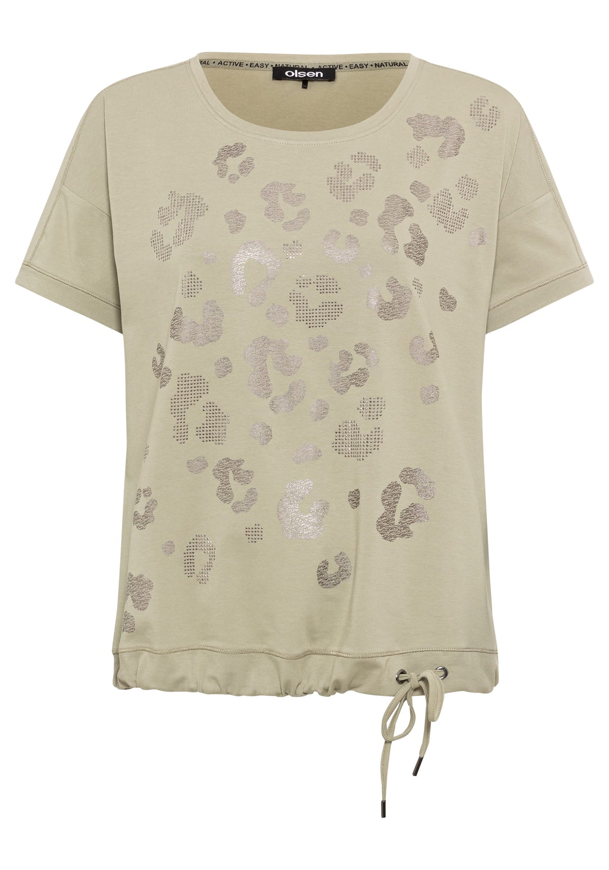 Cotton Blend Embellished Leo Print T-Shirt