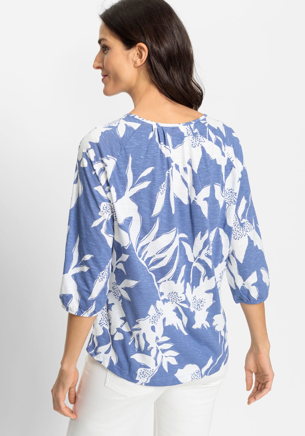 100% Organic Cotton 3/4 Sleeve Abstract Floral Print T-Shirt