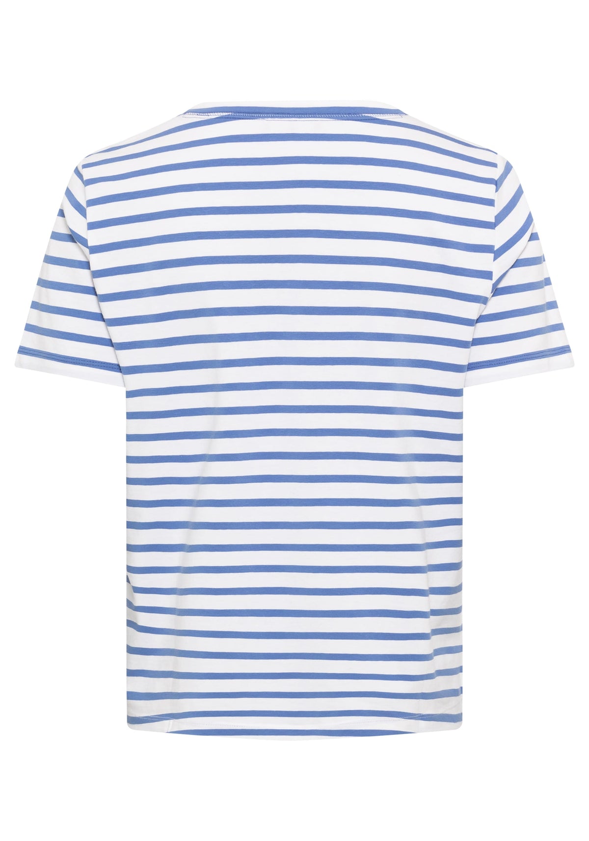 Cotton Blend Short Sleeve Striped V-Neck T-Shirt