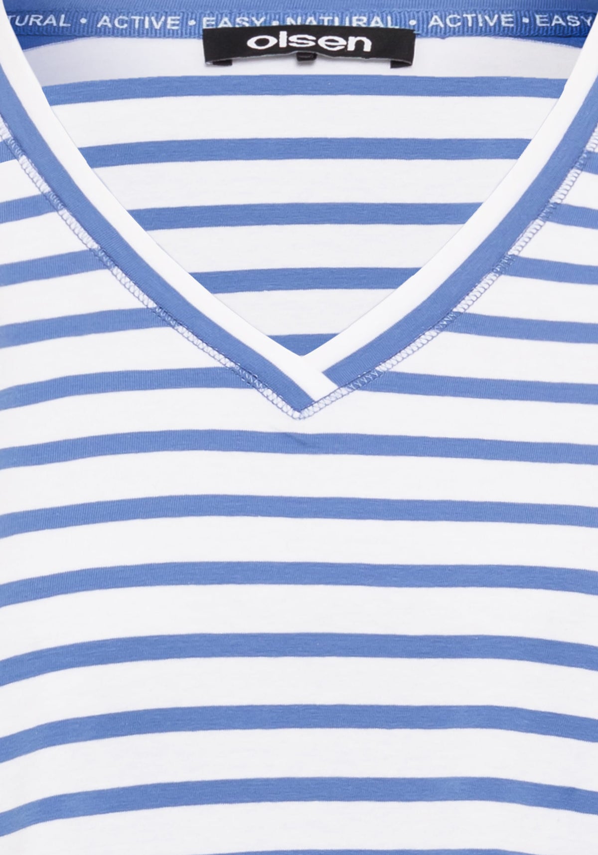Cotton Blend Short Sleeve Striped V-Neck T-Shirt