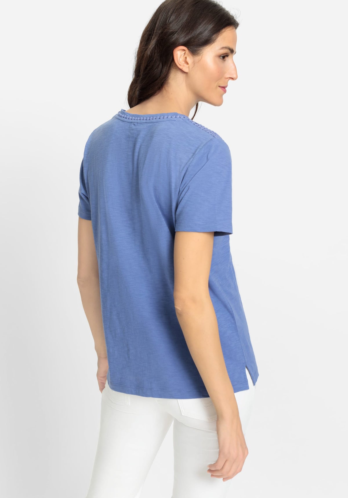 Tee-shirt à manches courtes 100% coton avec bordure brodée