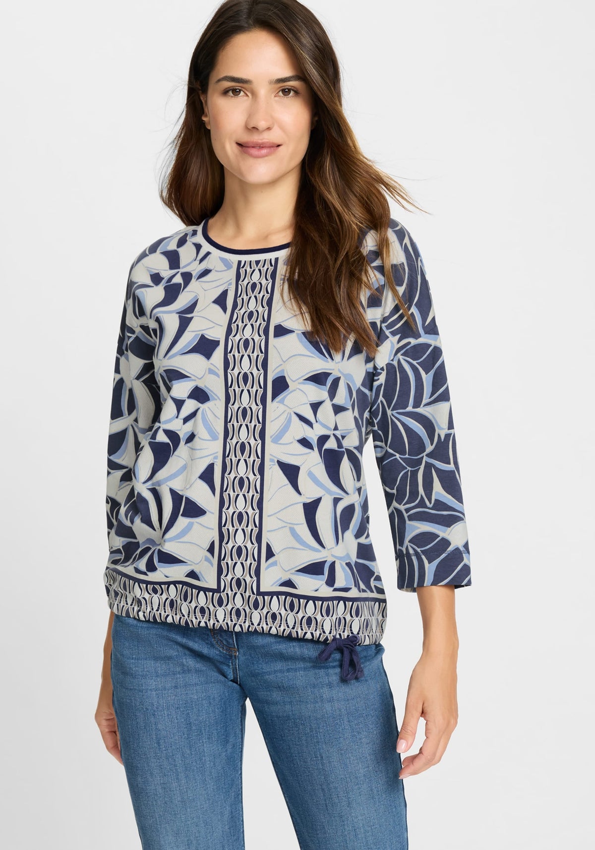 Abstract Leaf & Border Print T-Shirt