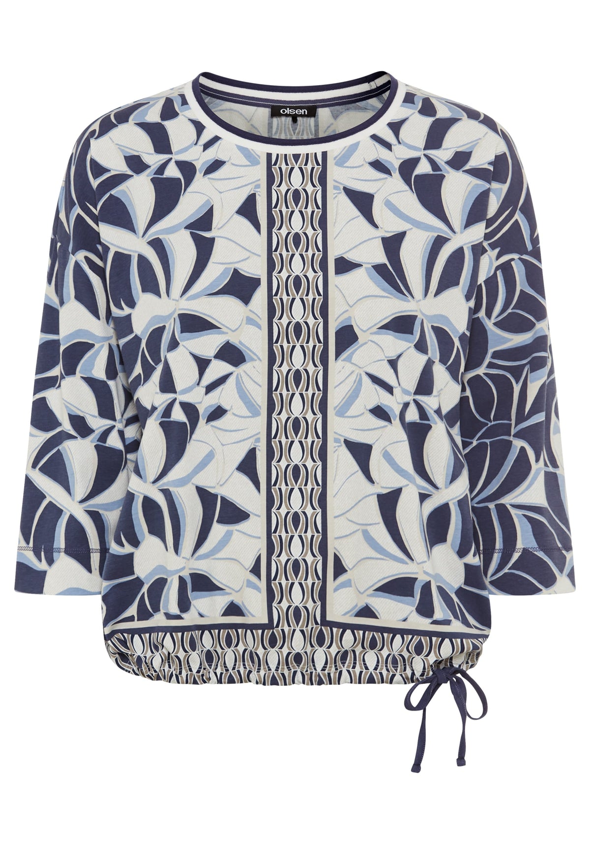 Abstract Leaf & Border Print T-Shirt