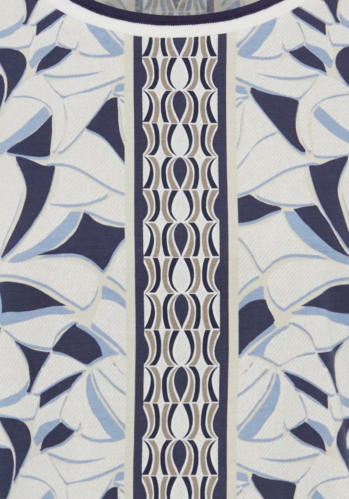 Abstract Leaf & Border Print T-Shirt