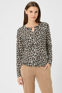 Leopard Keyhole Neck T-Shirt