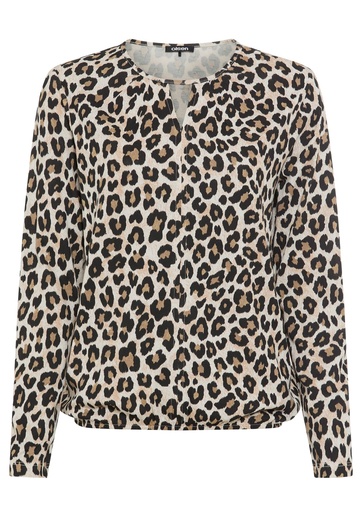 T-shirt à encolure en trou de serrure en léopard