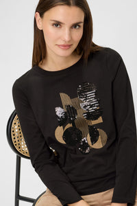 Sequin Embellished Placement Print T-Shirt