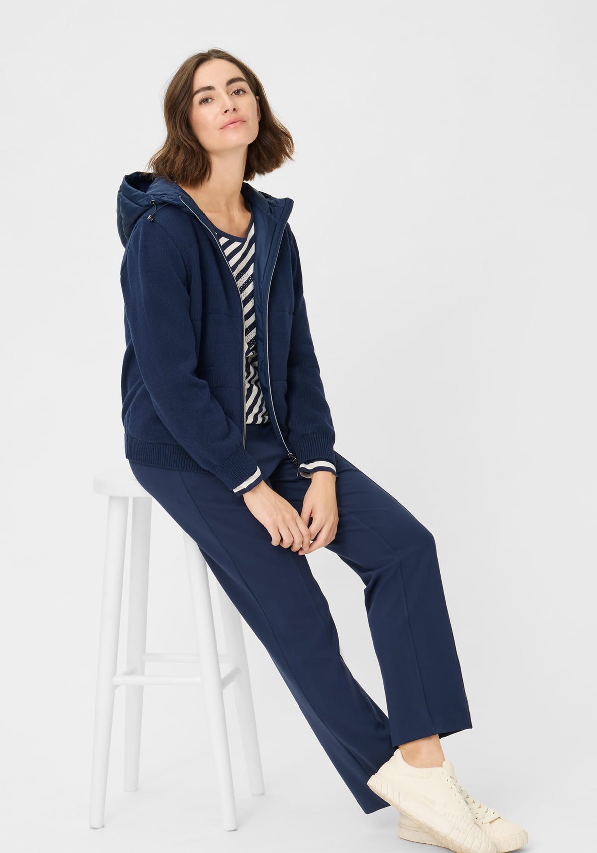 Embellished Diagonal Striped T-Shirt